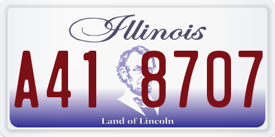 IL license plate A418707