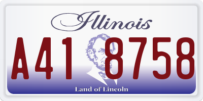IL license plate A418758