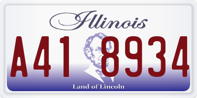 IL license plate A418934