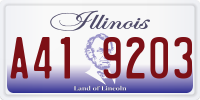 IL license plate A419203