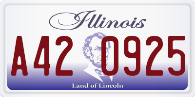 IL license plate A420925