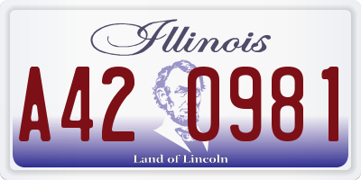 IL license plate A420981