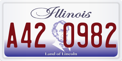 IL license plate A420982