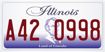 IL license plate A420998