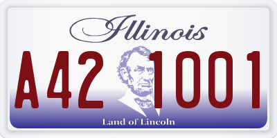 IL license plate A421001