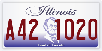 IL license plate A421020