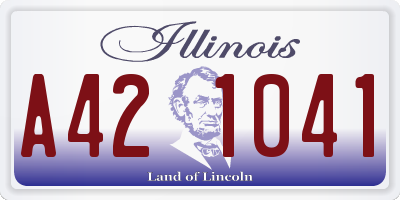 IL license plate A421041