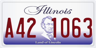 IL license plate A421063