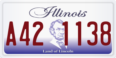 IL license plate A421138