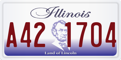 IL license plate A421704