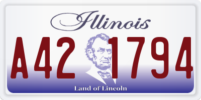 IL license plate A421794