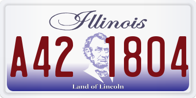 IL license plate A421804