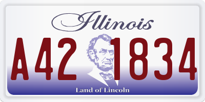 IL license plate A421834