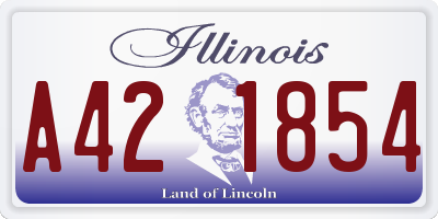 IL license plate A421854