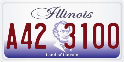 IL license plate A423100
