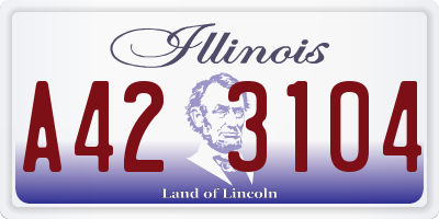 IL license plate A423104