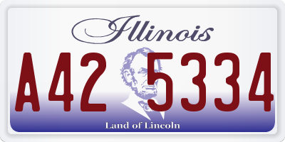 IL license plate A425334