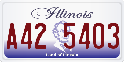 IL license plate A425403