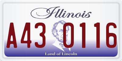 IL license plate A430116