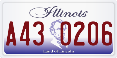 IL license plate A430206