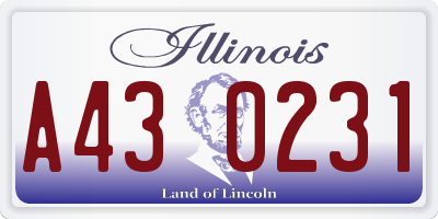IL license plate A430231
