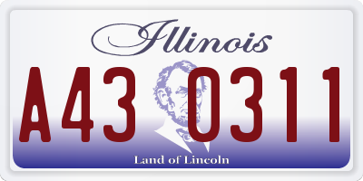 IL license plate A430311