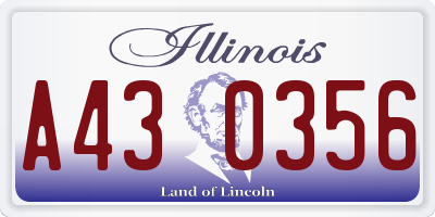 IL license plate A430356