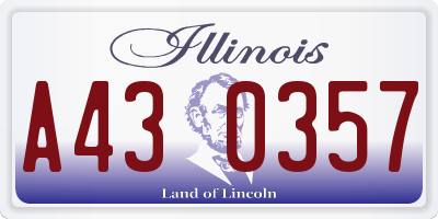 IL license plate A430357