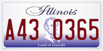 IL license plate A430365
