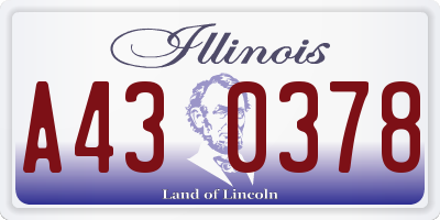 IL license plate A430378