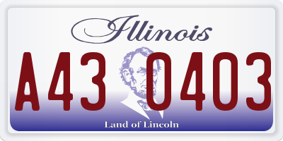 IL license plate A430403
