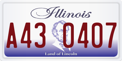 IL license plate A430407