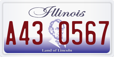 IL license plate A430567