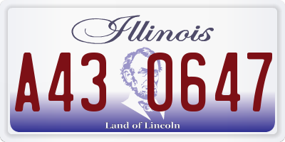 IL license plate A430647