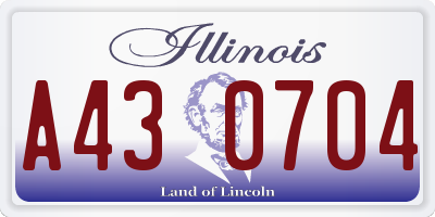 IL license plate A430704