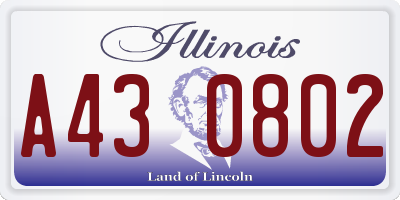 IL license plate A430802