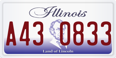IL license plate A430833