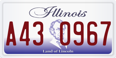 IL license plate A430967