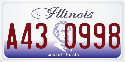 IL license plate A430998