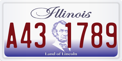 IL license plate A431789