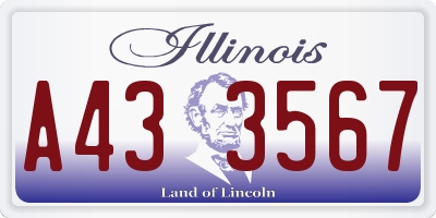 IL license plate A433567