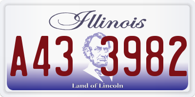 IL license plate A433982