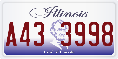 IL license plate A433998