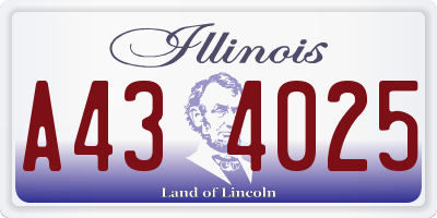 IL license plate A434025