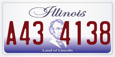 IL license plate A434138