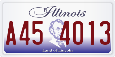 IL license plate A454013