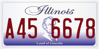 IL license plate A456678