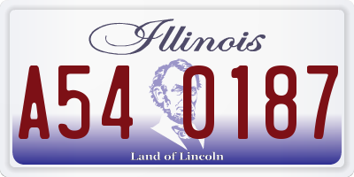 IL license plate A540187