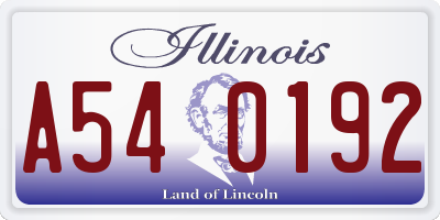 IL license plate A540192