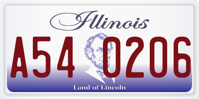 IL license plate A540206